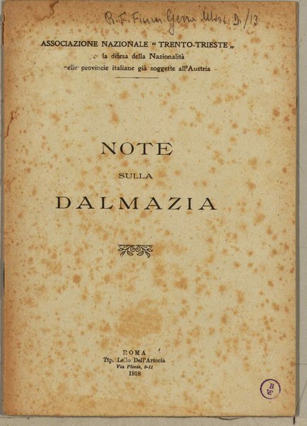 Note sulla Dalmazia